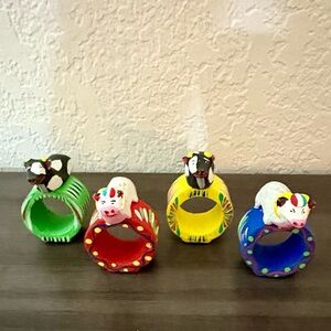 Ortega Clay Mexican Folk Art Cow Napkin Ring Holders